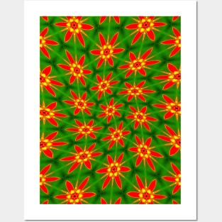 Red Blossom Pattern Posters and Art